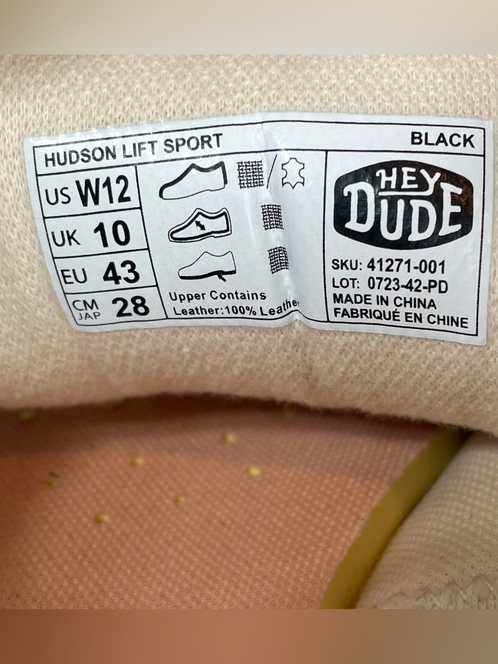 Hey Dude Hudson Lift Sport Womens Size 12 Black Leather Platform Sneakers - Picture 7 of 12